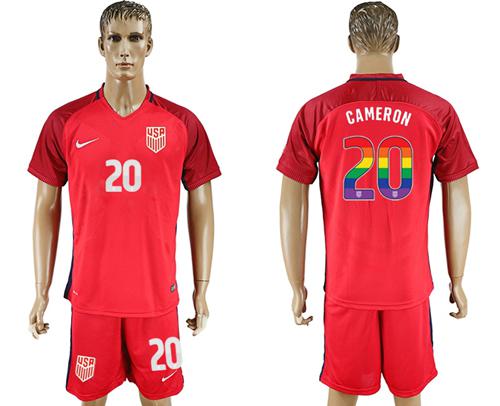 USA #20 Cameron Red Rainbow Soccer Country Jersey